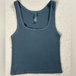 SKIMS Ribbed Cotton Tank Top Size 1 XS/S Blue Gray Cropped